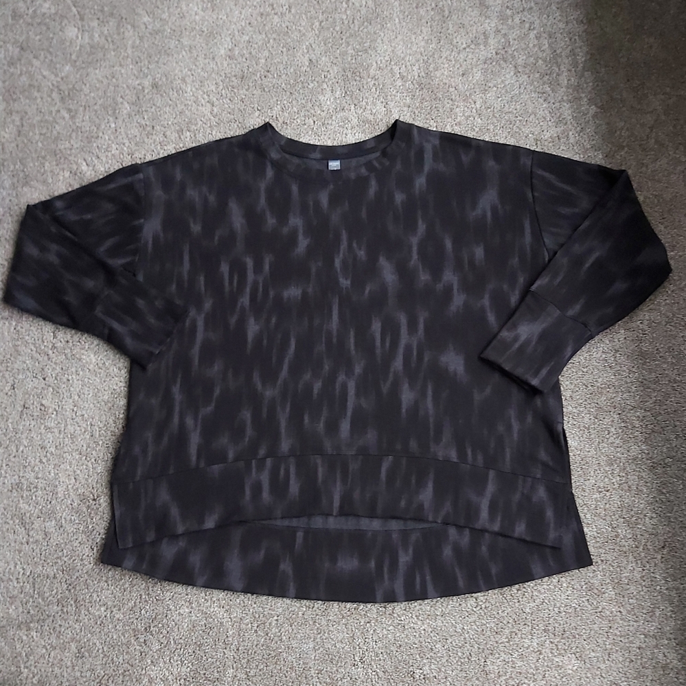 Joe Fresh Black Charcoal Print Long Sleeve Top